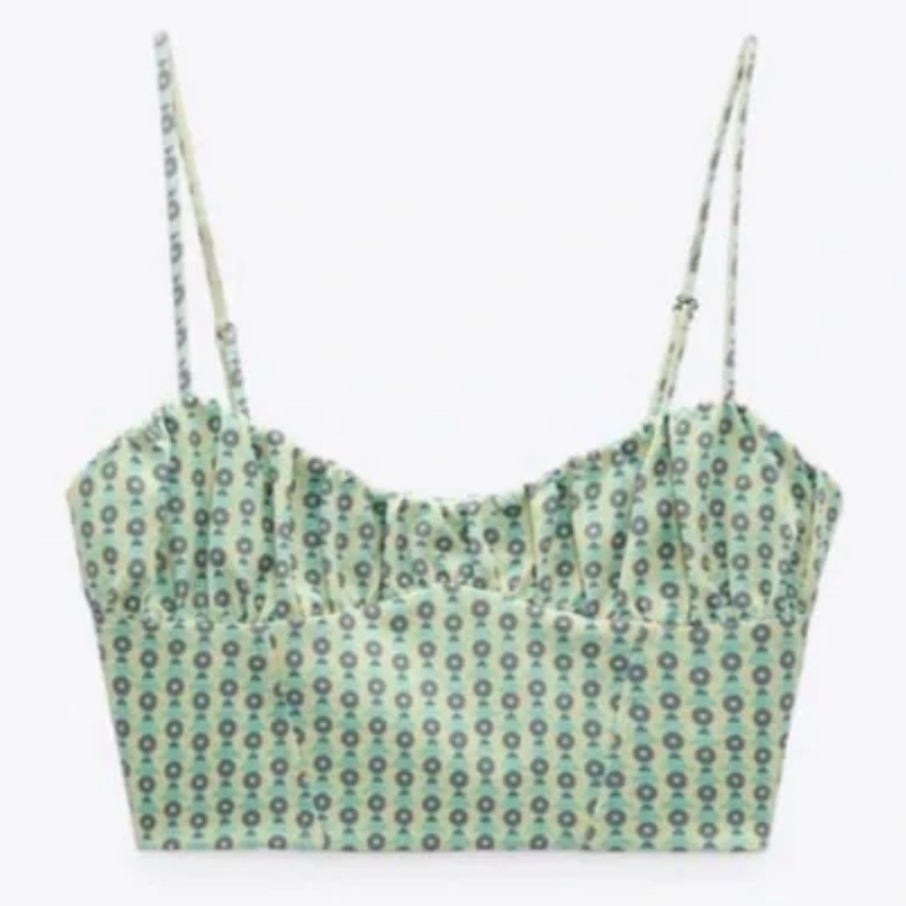 Zara Floral Patterned Corset Tank Top Size Small